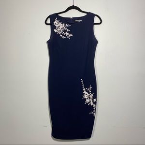 Karl Lagerfeld Navy Blue Appliqué Dress